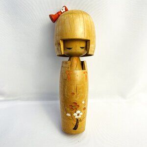 Kokeshi Decorated Wooden Ancient Japanese Traditional Doll Asian Bow 8 1/2”